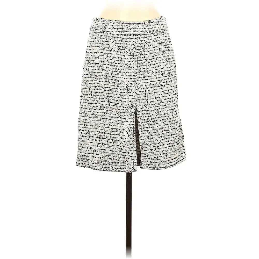 Tory Burch Wool Blend Tweed Skirt 8 Women's Black White Knit Fall‎ Winter Career